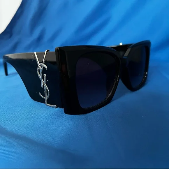 Yves Saint Laurent Black Glossy Sunglasses - Picture 8 of 10